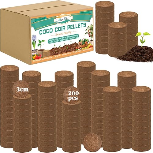 Miniatura 10 de ZeeDix 100 piezas (1.575 pulgadas) de fibra de coco comprimida de fibra de coco para macetas de semillas – Pellet de fibra de coco orgánico