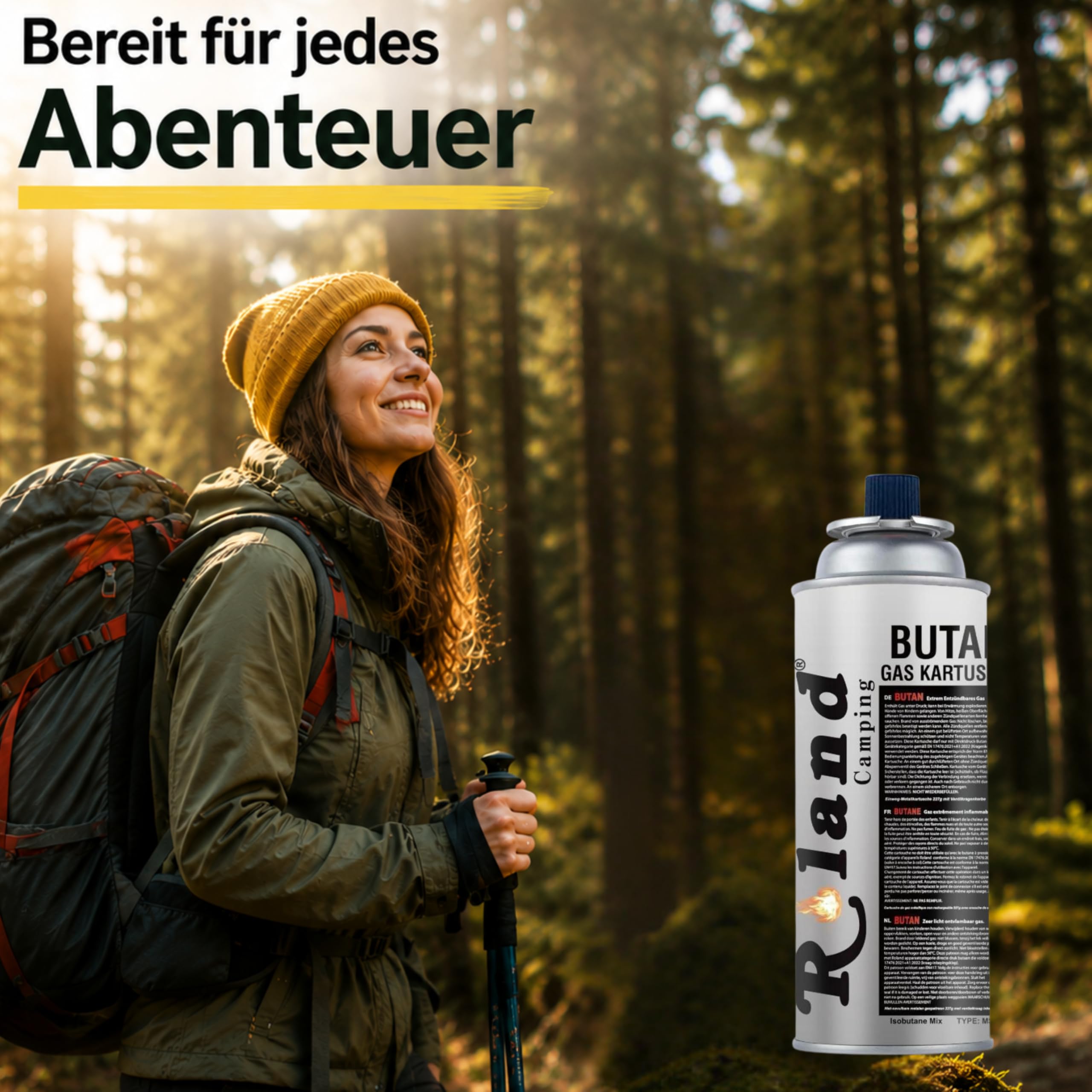 Roland Camping Butan Gaskartusche 227g – 28 Stück Gaskartuschen für Schweißbrenner Gaskocher, Lötbrenner & Heizung – Premium Qualität Butangas mit oder ohne Gasbrenner (28 Stück)