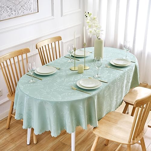 Miniatura 205 de Mantel Redondo Dorado Mantel de Mesa con Patrón de Hojas Borde Festoneado Sedoso Suave Impermeable Lavable 50 Pulgadas Cubierta de Mesa de Tela