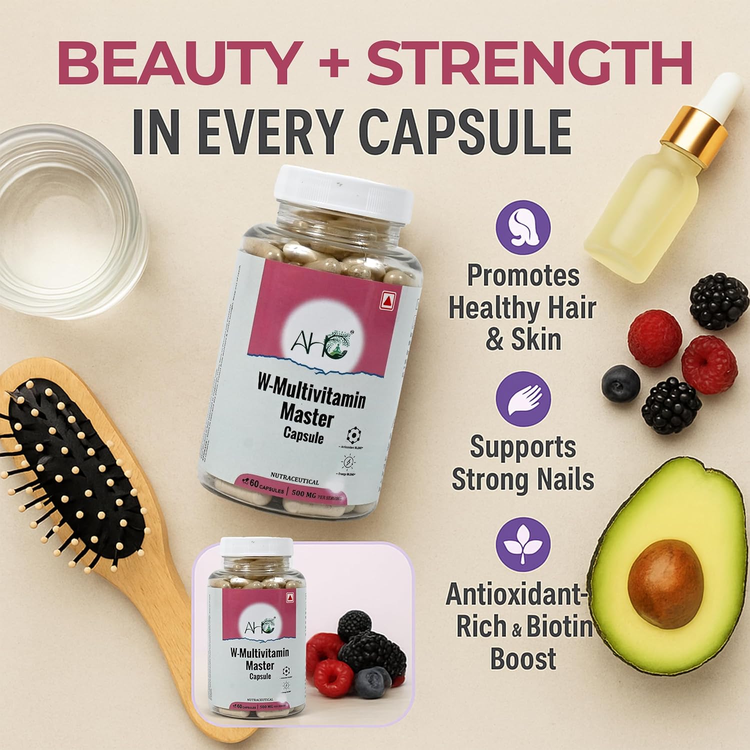 AVHC Women's Multivitamin Master 500mg - 60 Capsules | Complete daily neutraceuticals with vitamins required for energy, joints, skin, hair and immune support AVHC Women's Multivitamin Master 500mg - 60 Capsules | Complete daily neutraceuticals with vitamins required for energy, joints, skin, hair and immune support