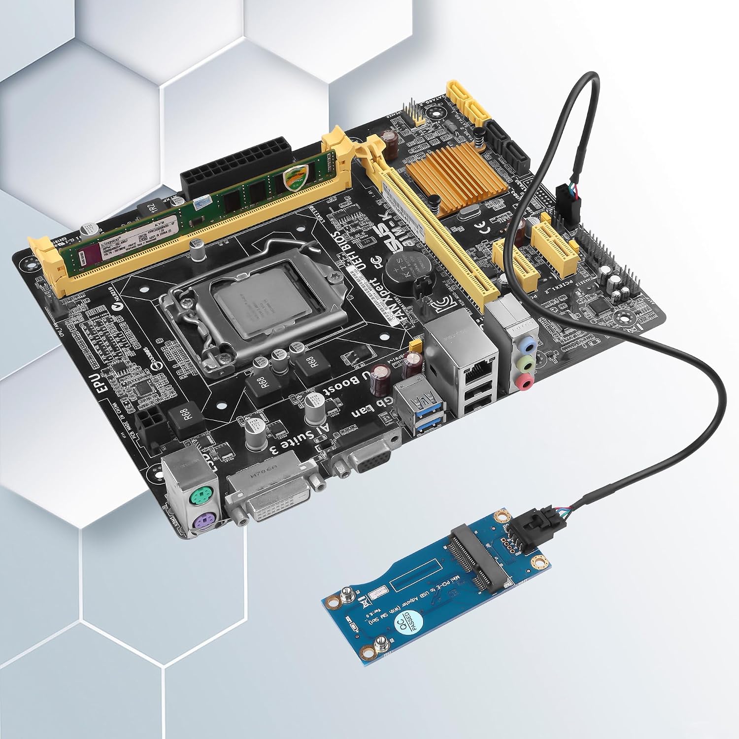 GINTOOYUN Mini PCI-E WWAN/LTE Card to Motherboard USB 9-pin Adapter Mini PCIE 3G/4G Network Card to Motherboard USB 9-pin Test Converter with SIM Slot for WWAN/LTE Cards(Horizontal) (Horizontal)