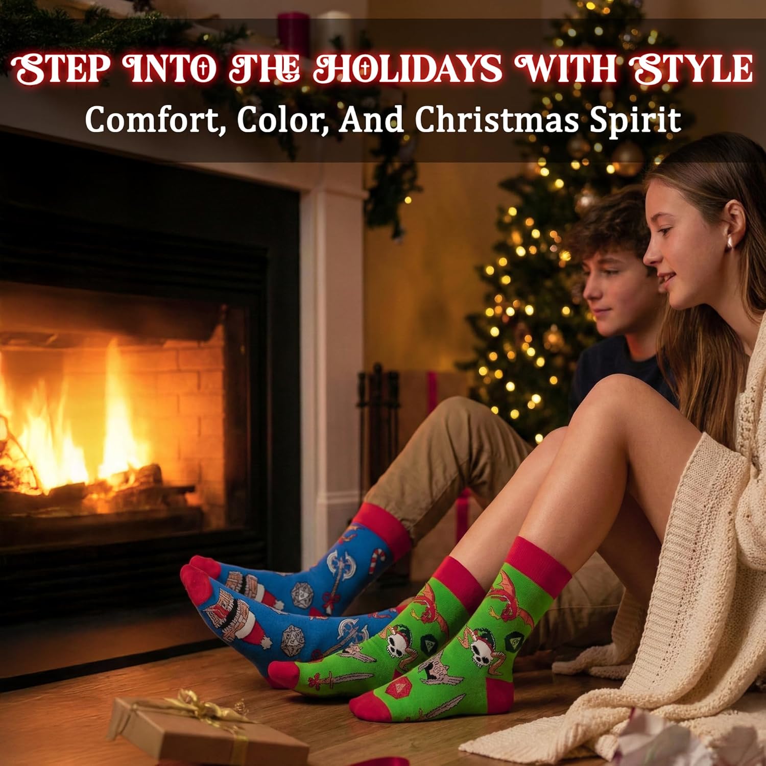 Fantasydice 2 Pairs DND Fantasy Novelty Crew Socks, Mythical Creatures & Animal Folk, US 8-12 (EU 41-45) - Image 5