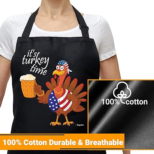 Miniatura 2 de Delantal divertido para hombres y mujeres  Correa ajustable  Delantal de parrilla  Delantal de barbacoa unisex con 3 bolsillos utilitarios