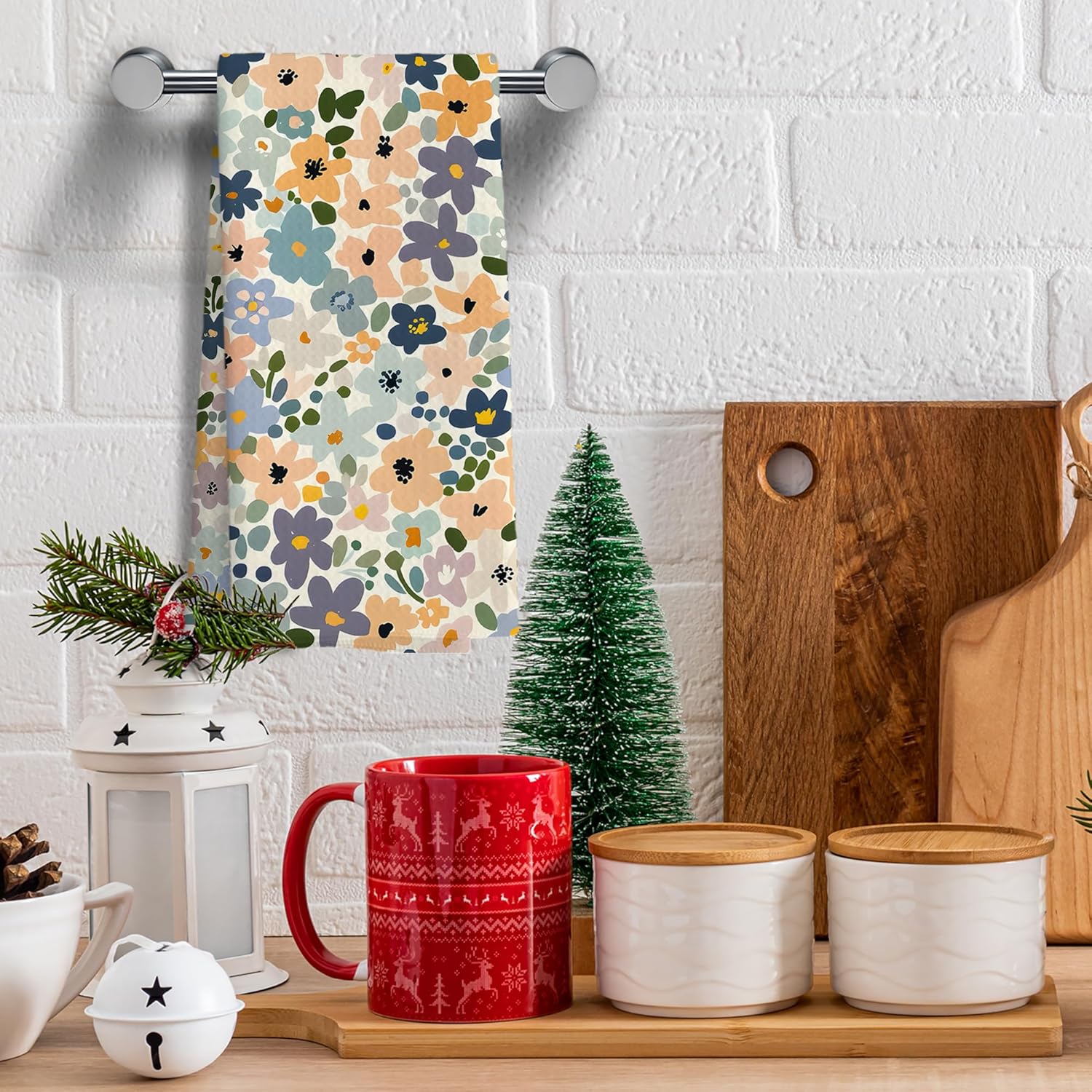 Floral Kitchen Towels, Vintage Flower Hand Towels for Kitchen Bathroom Decor, Cottagecore Flower Decorative Dish Tea Towels for Kitchen,16x24 Inches - Image 6