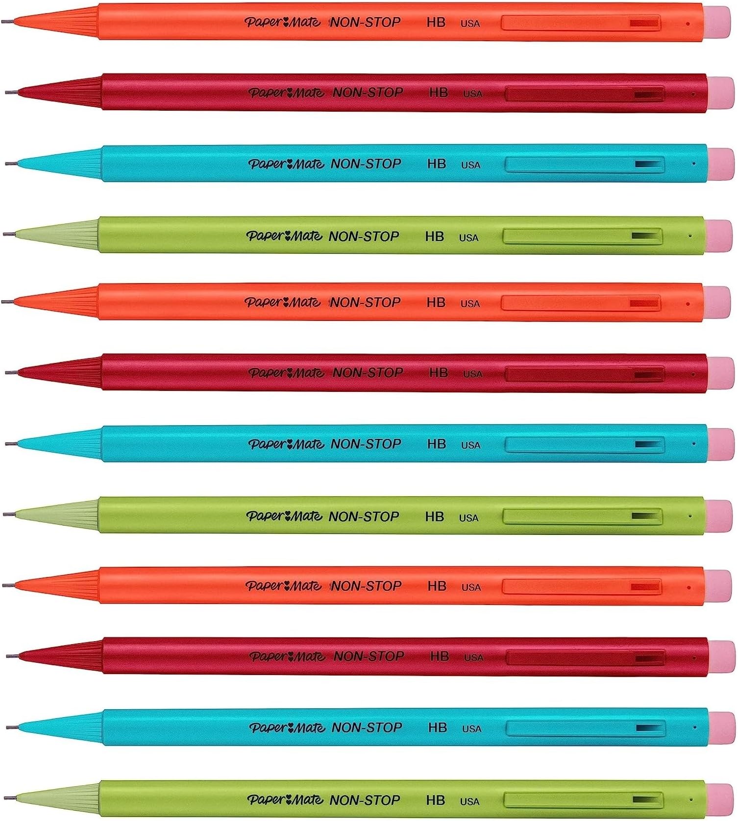 Papermate Auto Mechanical Pencil Non-Stop 0.7mm - Pack of 12 Assorted Barrel Colours