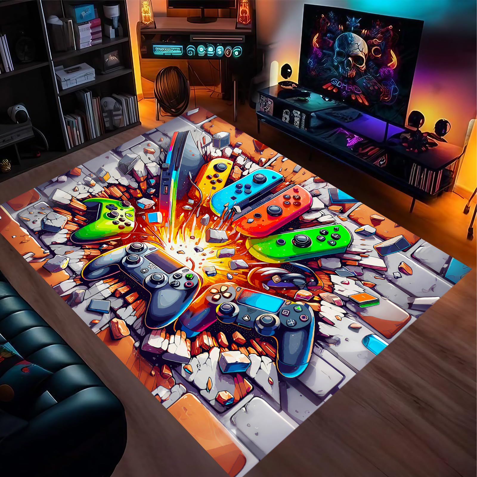 Tapis de jeu garçon motif manette imprimé haute définition cool