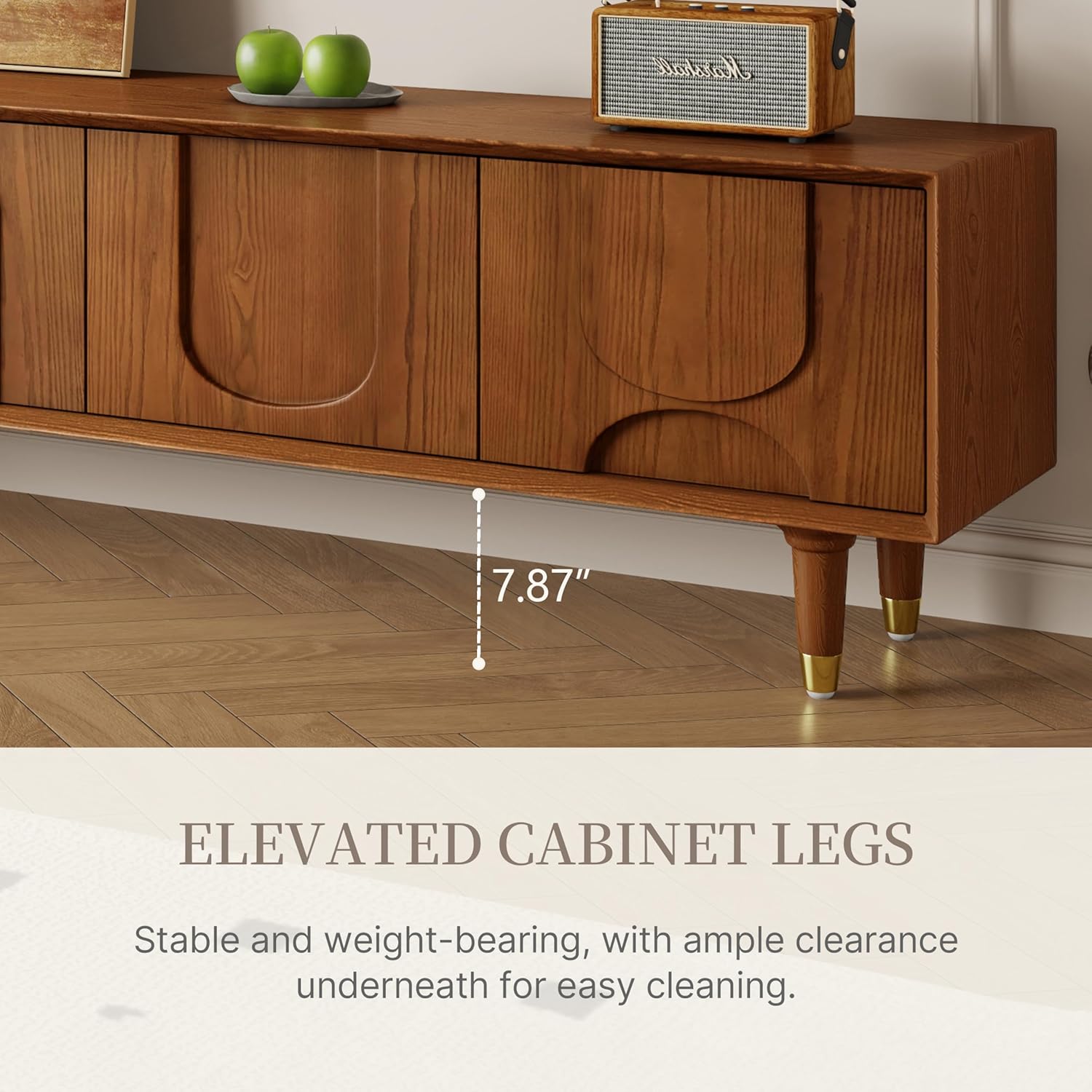 Mid-Century Modern 71'' Walnut TV Stand with Storage