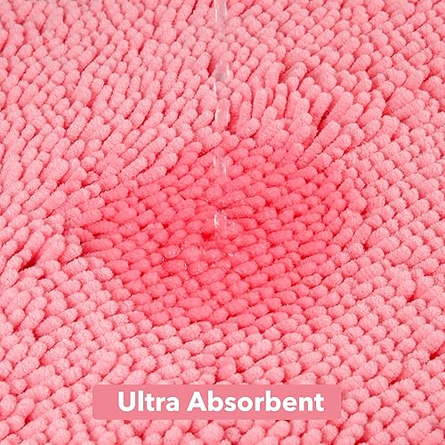 Miniatura 4 de Yeaban Juego de alfombras de baño rosa de 2 piezas (20 x 32 pulgadas y 17 x 24 pulgadas), tapetes de baño de felpilla gruesa  Alfombras de baño