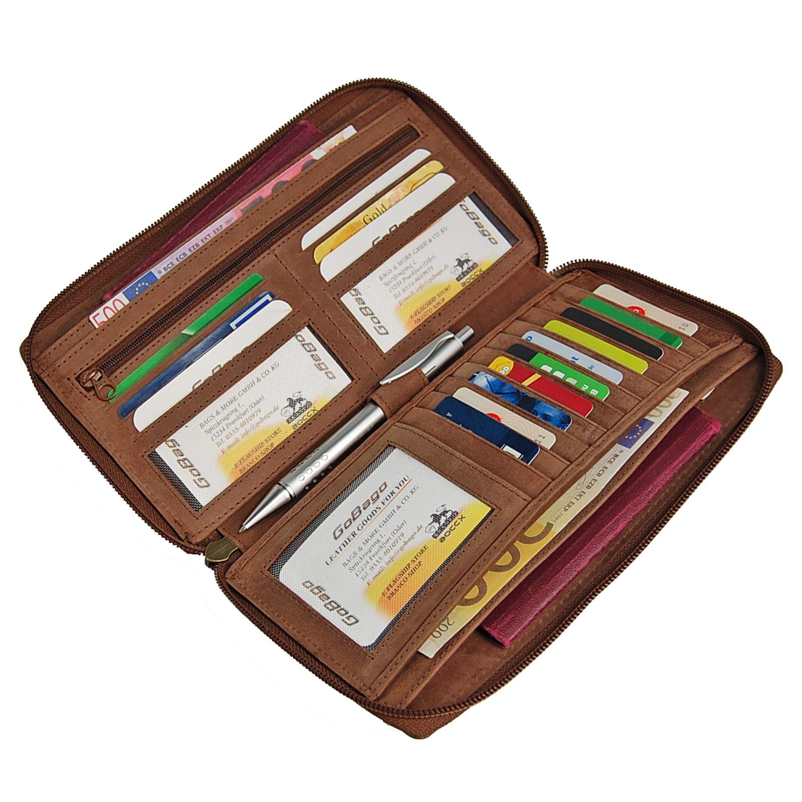 Reiseorganizer Ticketbörse Reisepasshülle RFID-Blocker Brieftasche Reisebörse Leder Reisebrieftasche GoBago