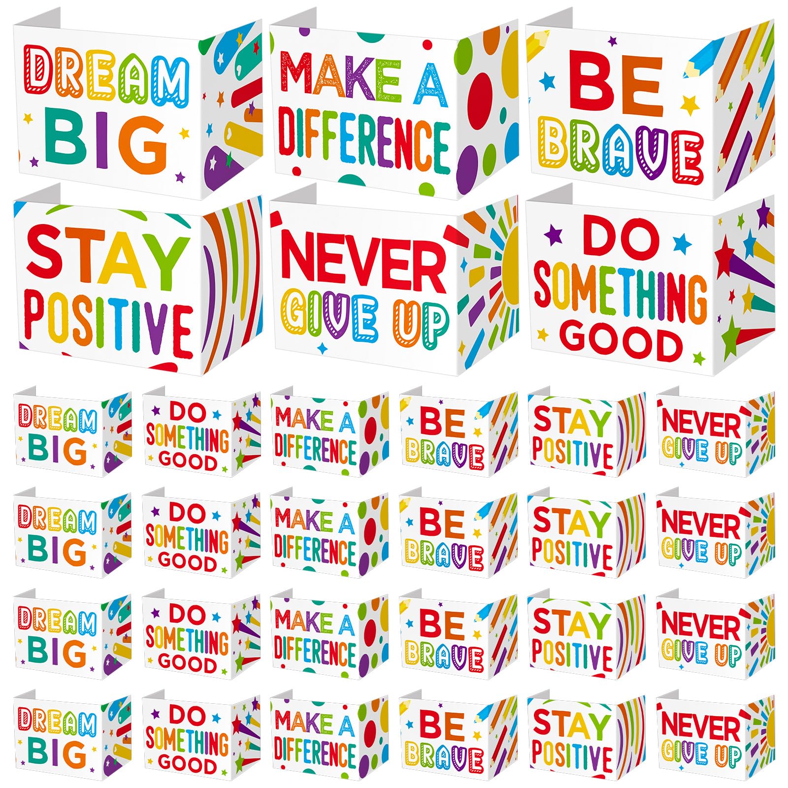 Honoson 24 Pcs Bulk Inspirational Privacy Folders for Students Cardboard Test Privacy Boards Motivational Words Desk Dividers Shield for Classroom