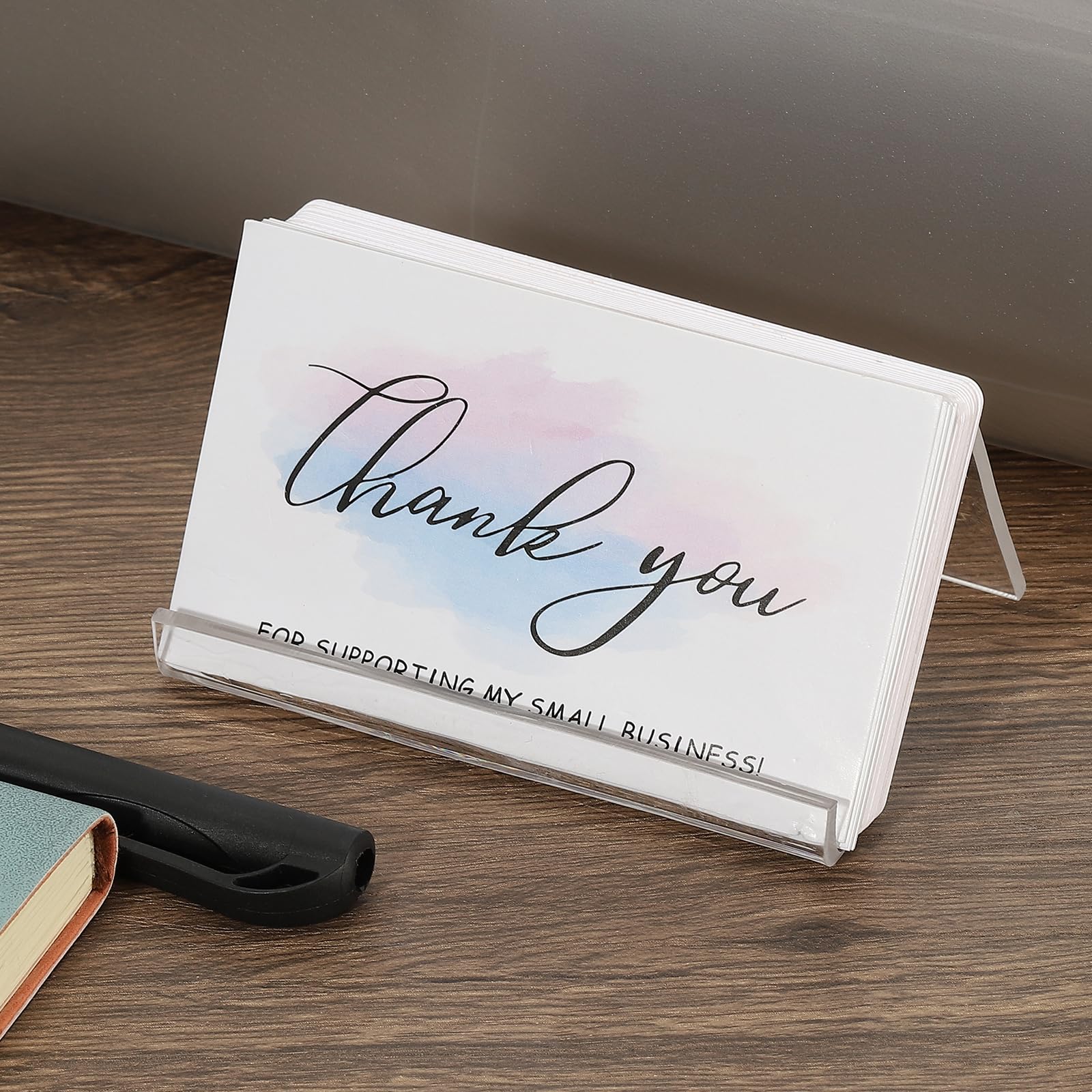 PATIKIL Business Card Holder for Desk Acrylic Business Card Holders Shine Card Stand Organizer Cards Display for Office Exhibition Clear - Image 4