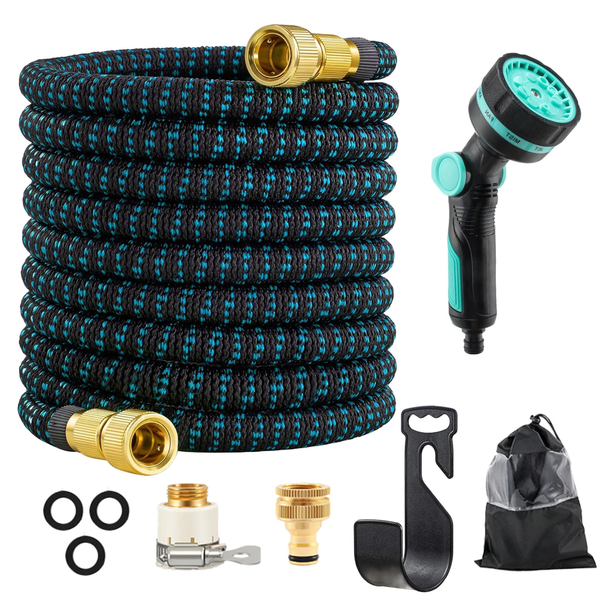 Vectorgolden 25FT Expandable Garden Hose Pipe, Flexible Hose Pipe with 10 Function Nozzle, TPE Heavy Duty Water Hose with 1/2" & 3/4" Connectors for Car Wash, Outdoor Cleaning, Garden Watering