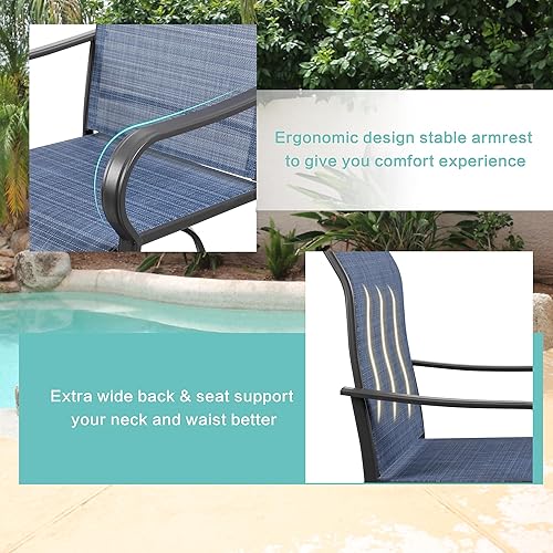 Miniatura 4 de Vongrasig Juego de 6 sillas giratorias de bar para patio, sillas de bar de metal y textil para todo tipo de clima, juego de mesas altas de bistró