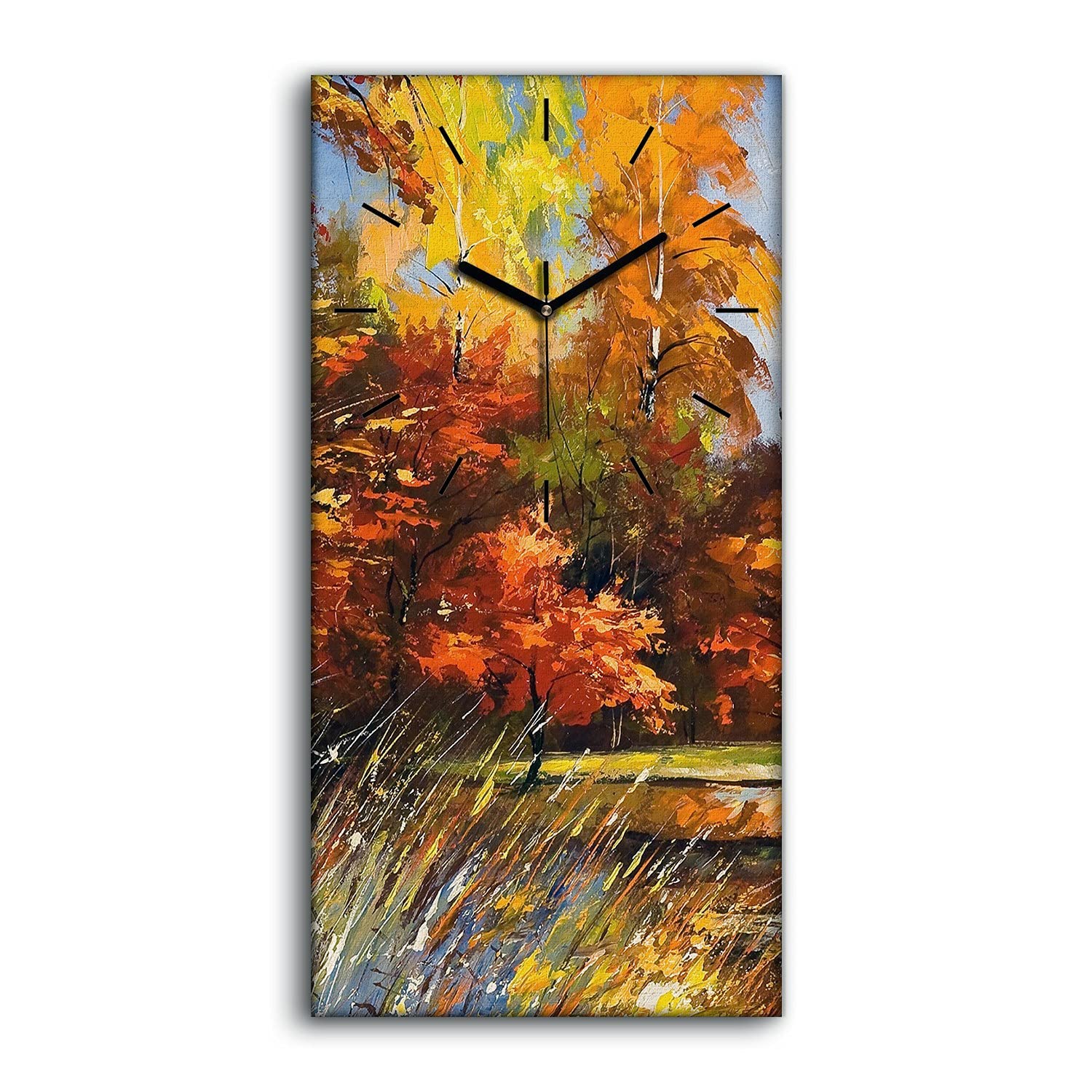 Horloge sur Toile Art Moderne Salon 30x60cm Image Décoration Paysage