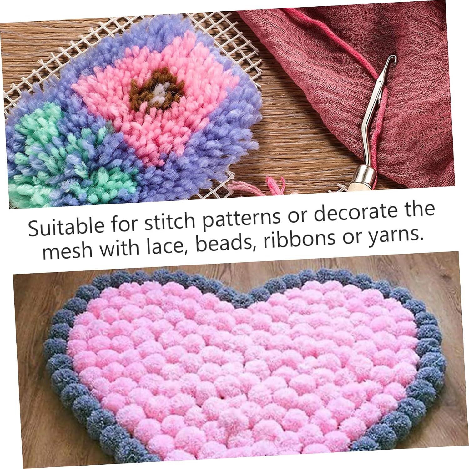 Gadpiparty DIY Mesh Rug Hooking Material Versatile Craft Tool for Latch Hooking Tapestry Weaving and DIY Projects for Custom Rugs and Coasters
