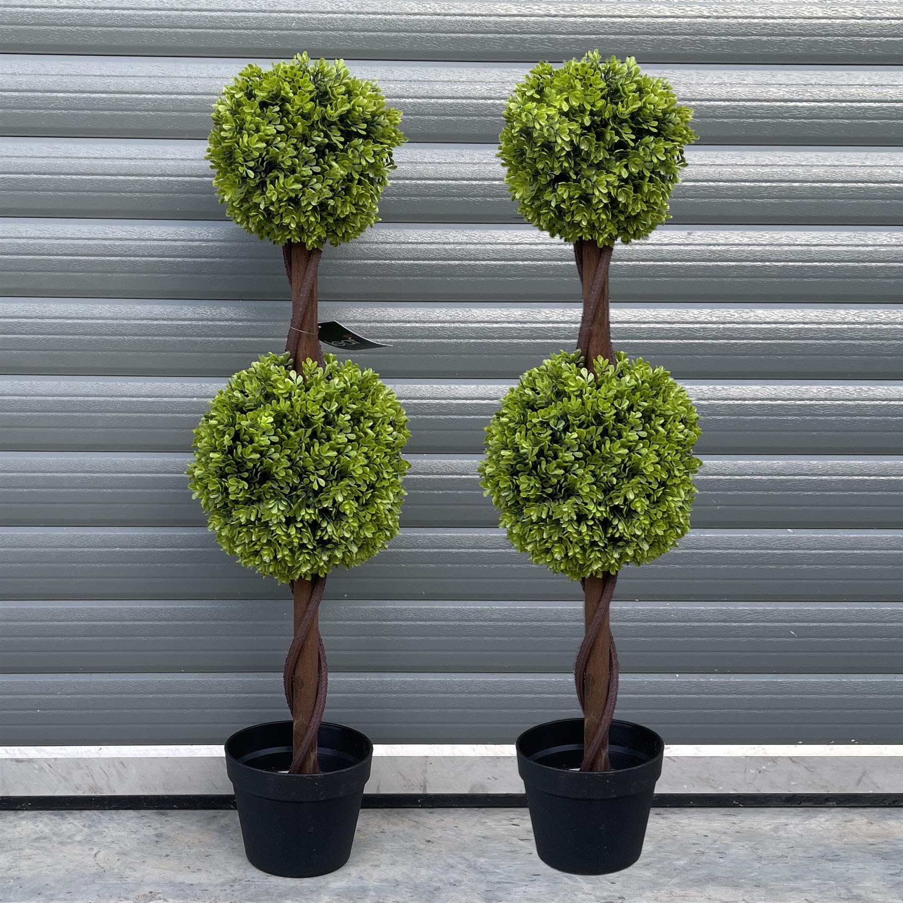 Leaf Artificial Double Ball Topiary Tree - 90cm - Green