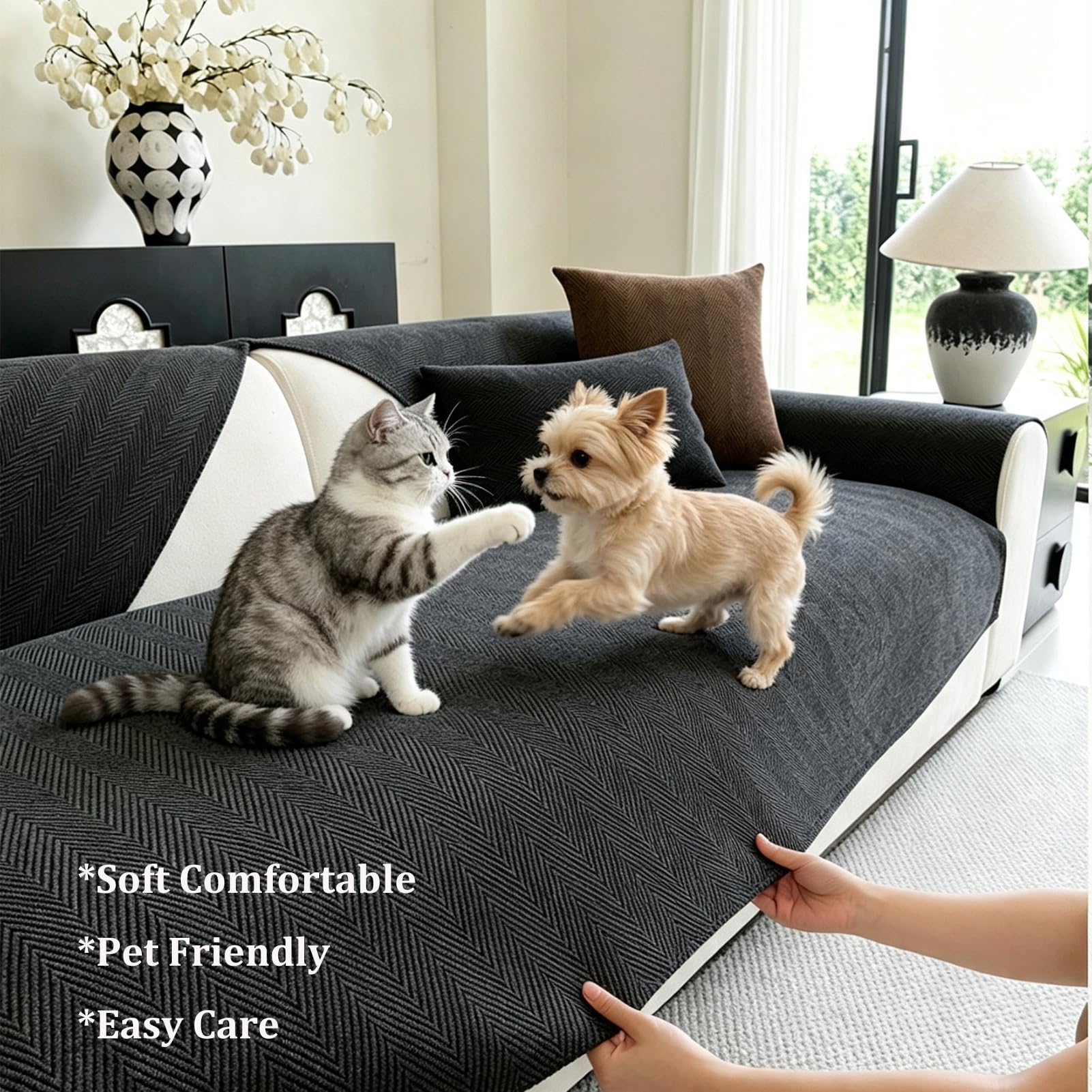 Générique SSE pour Canapé d'angle 3 Places en Forme De L,Housse Antidérapante Protection pour Canapé,Jeté Universel Adapté Aux Chats Et Chiens,Housses pour Meubles De Salon,Vert,90 * 210cm