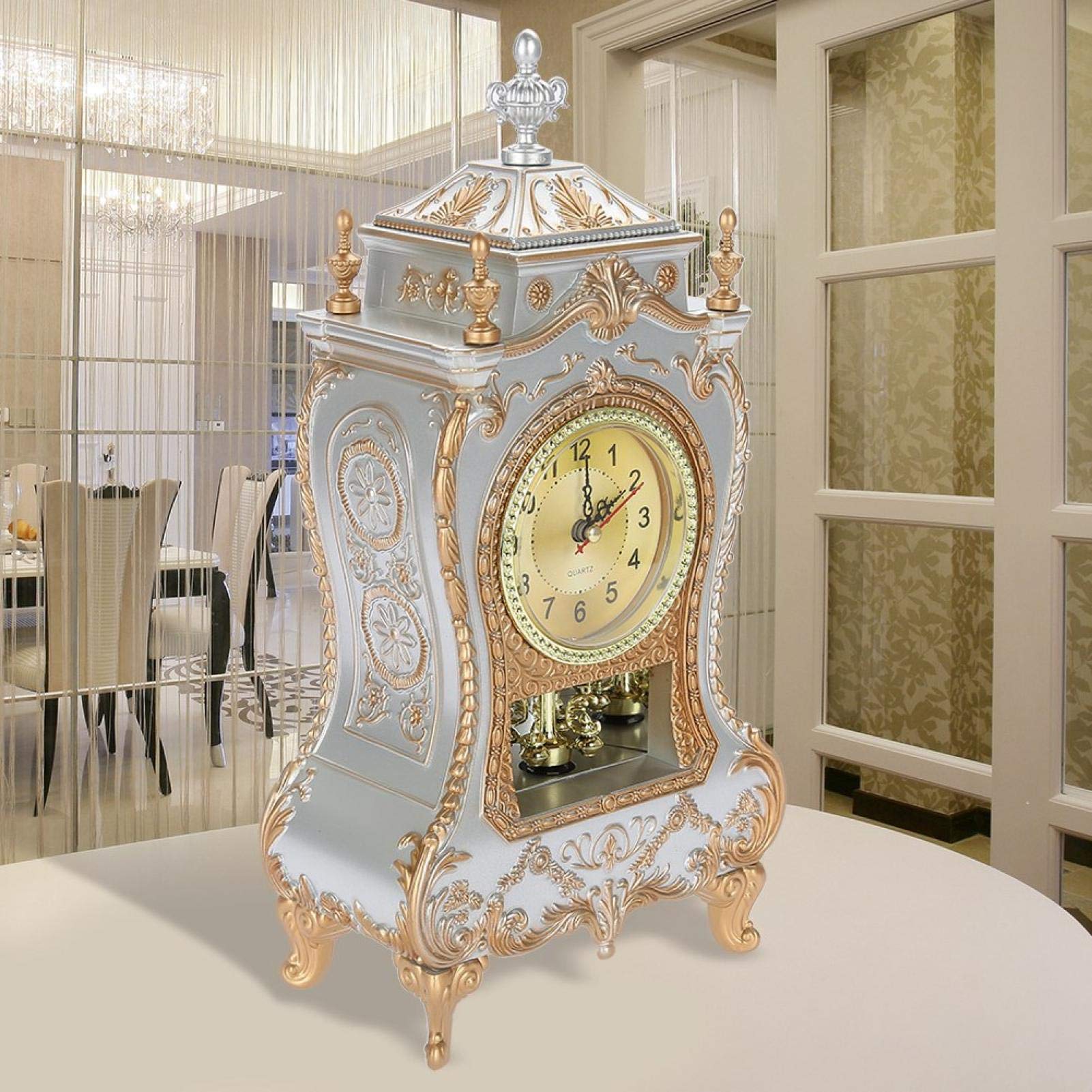 Orologio da tavolo vintage, sveglia in stile retrò Orologio da mensola antico con sedile in plastica(bianco)