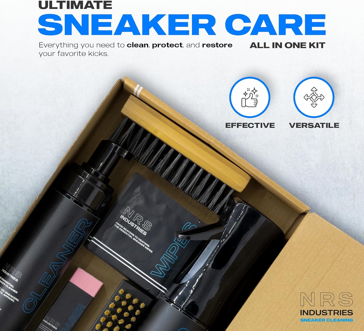 Premium ALL IN ONE Sneaker Cleaner Kit – Shoe Cleaning Kit for Sneakers, Suede, Leather & Boots – Stain & Dirt Remover with Foam Cleaner, Spray, Wipes, Brushes & Towel-One Kit for All Your Needs!