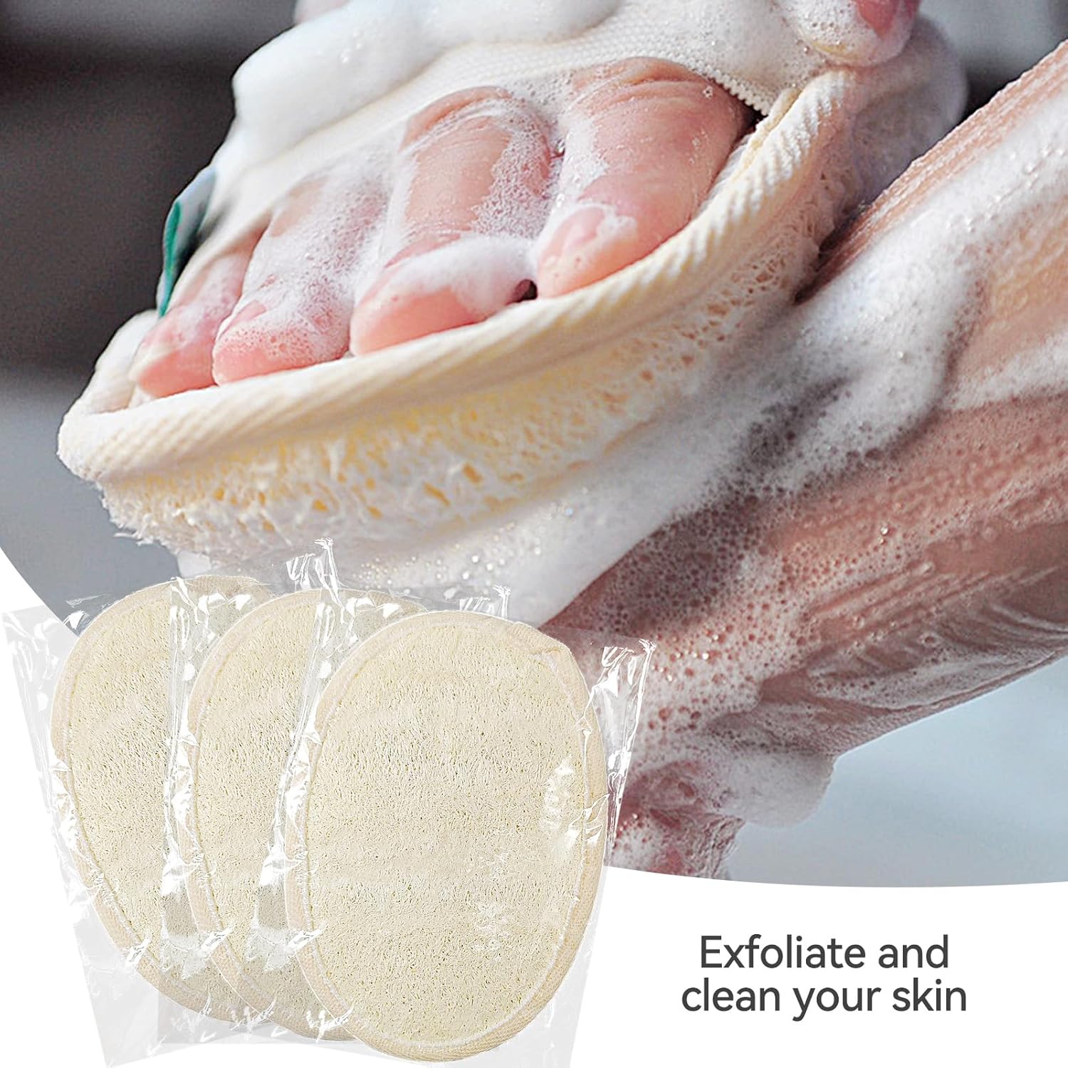 (50 Pcs) Kheoxusa Loofah Individually Wrapped,Individually Wrapped Loofahs,Individually Wrapped Loofah Exfoliating Body Scrubbers,Natural Loofah Luffa Pad Sponges Pouf Brush for Travel Bath Shower Spa