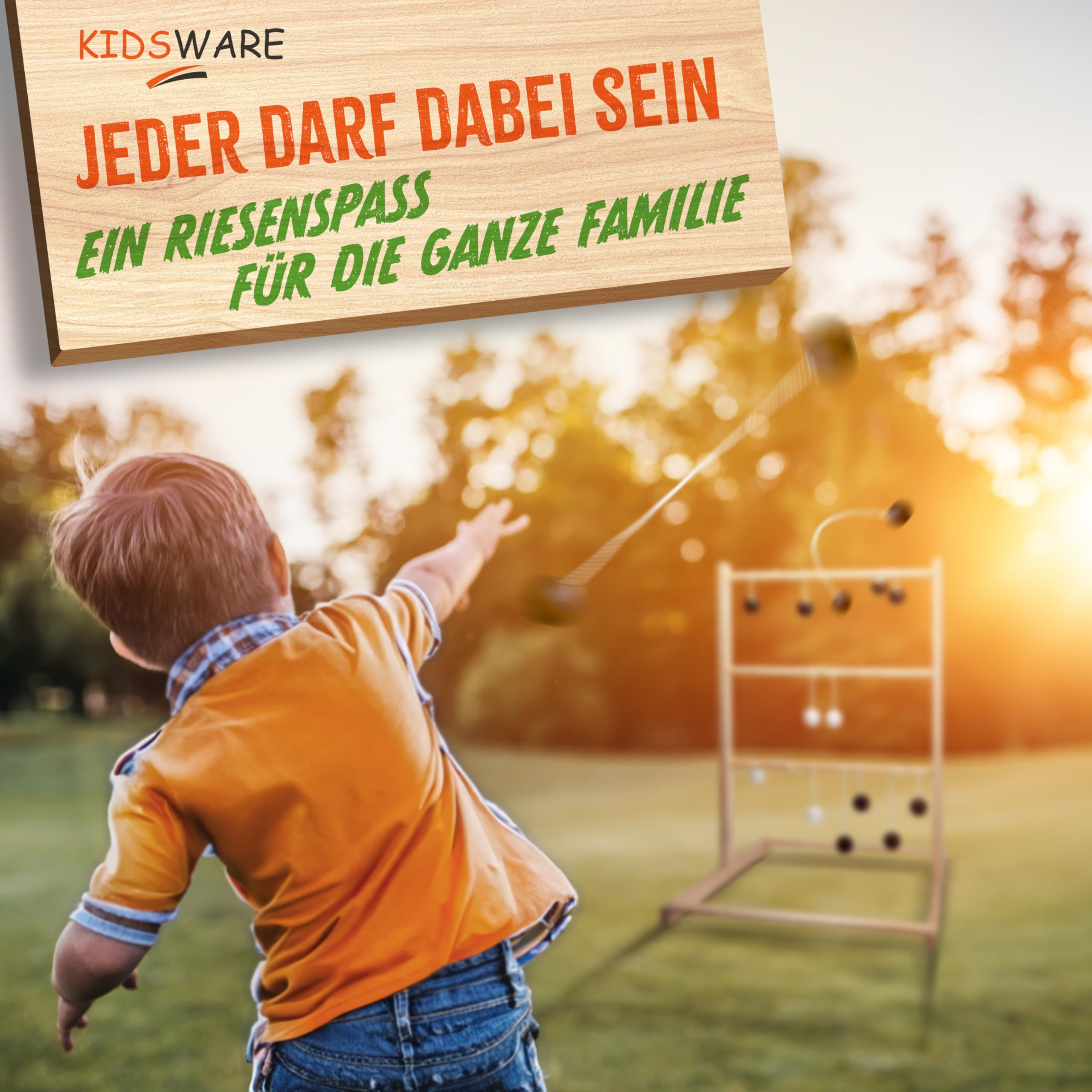 Jeu de golf d'échelle en bois pour adultes et enfants – 55 x 75 cm avec 9 bolas et sac