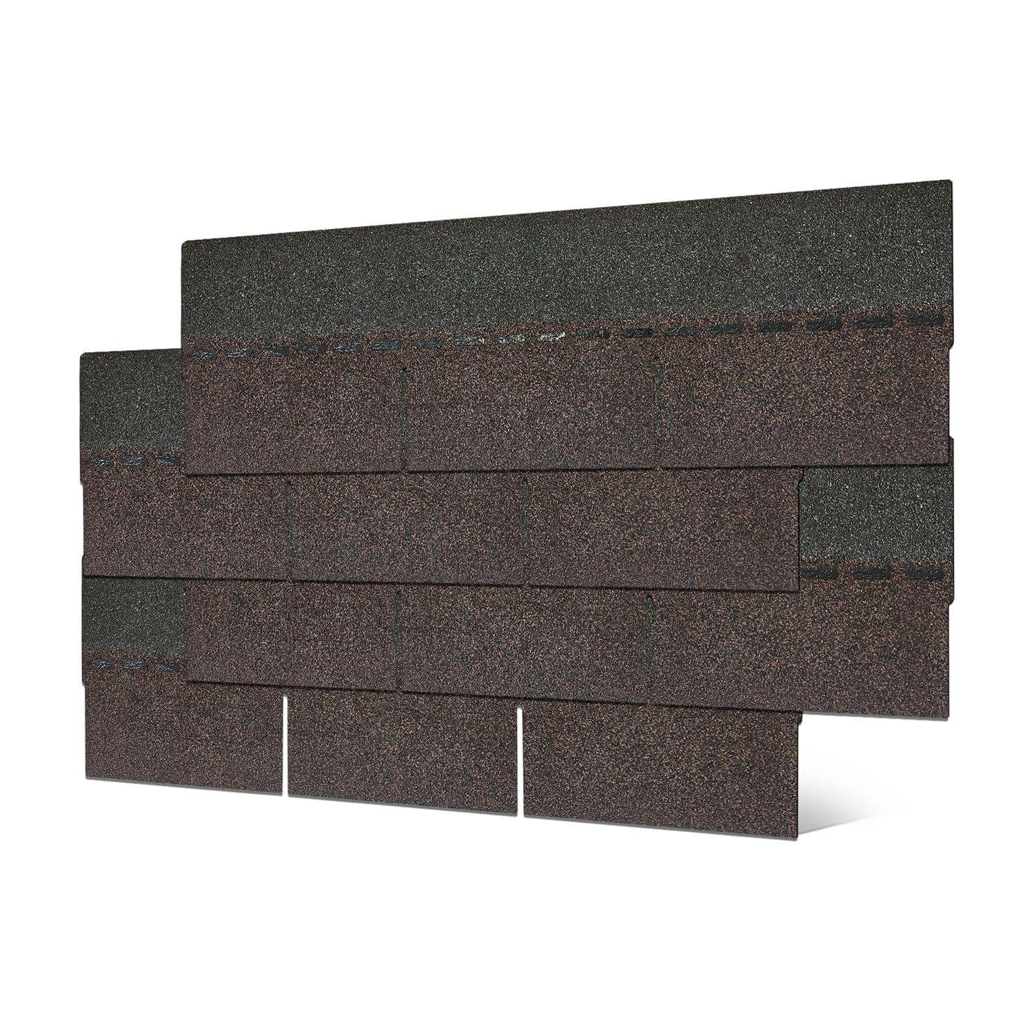 Brown 3-tab asphalt roofing shingles in an 8-pack