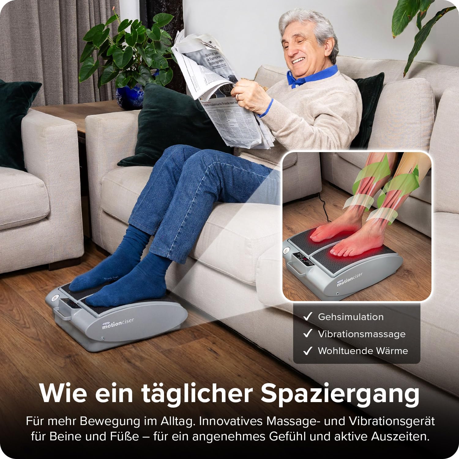 DR. HO’S MotionCiser® Fit | Elektrisches Fußmassagegerät mit Gehsimulation | Bein-, Waden- & Fußmassage | 10 Vibrationsstufen | Infrarot-Wärme 30–50 °C | Fussmassagegerät inkl. Trainingsbändern