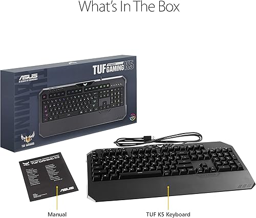 Miniatura 9 de ASUS Teclado para juegos de PC RGB de membrana mecánica - TUF K5 Memoria integrada programable Controles multimedia dedicados iluminación RGB Aura