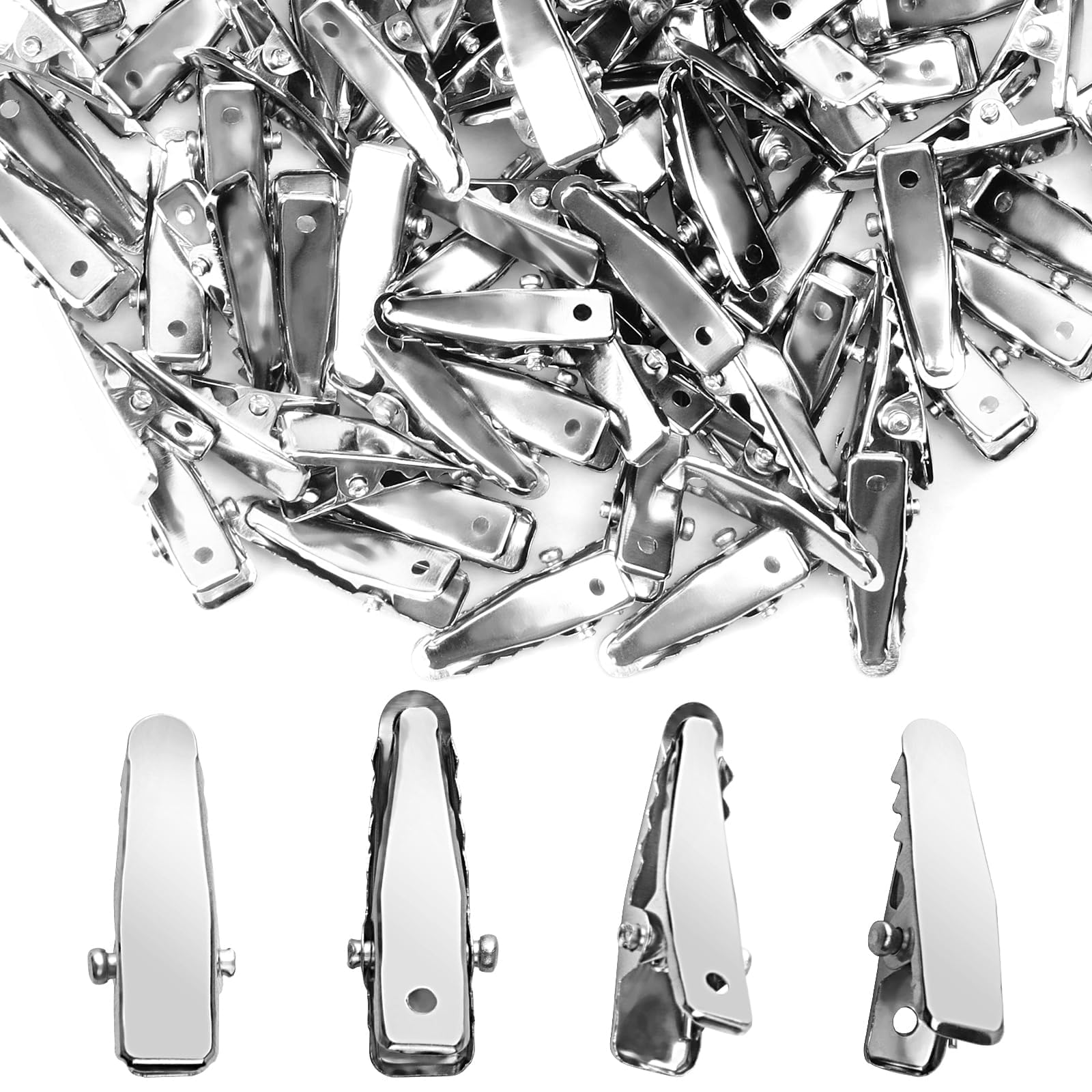 80PCS Sliver Metal Small Alligator Hair Clips - Alligator Clips for Crafts - Crocodile Clips for Hair Accessories Hairbow Crafts Accessory DIY Supplies