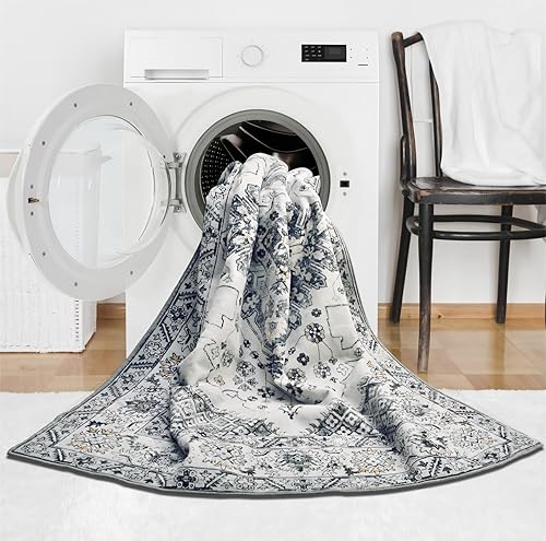 Miniatura 4 de Alfombra lavable, alfombra vintage de estilo bohemio para dormitorio, sala de estar, alfombra de pasillo antideslizante para entrada, alfombra persa