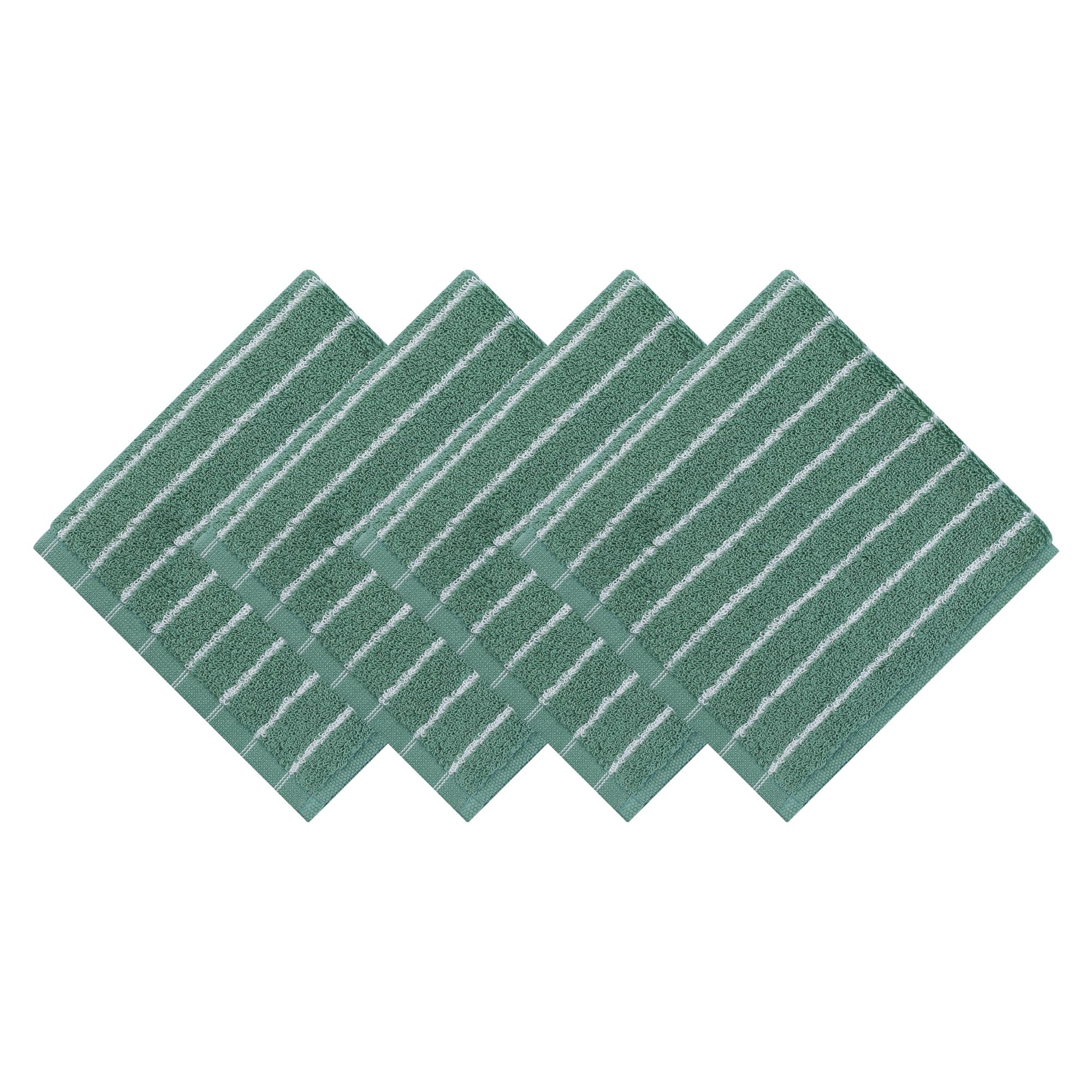 HMETOL Cotton Striped Soft & Absorbent Face Cloths 34 x 34 cm Washcloths