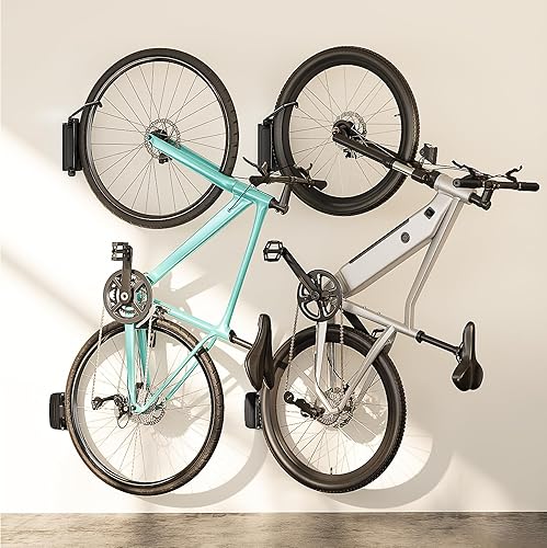 Miniatura 2 de Ganchos de bicicleta para garaje, soporte de pared giratorio resistente para bicicleta, soporta 77 libras, soporte ajustable para bicicleta de