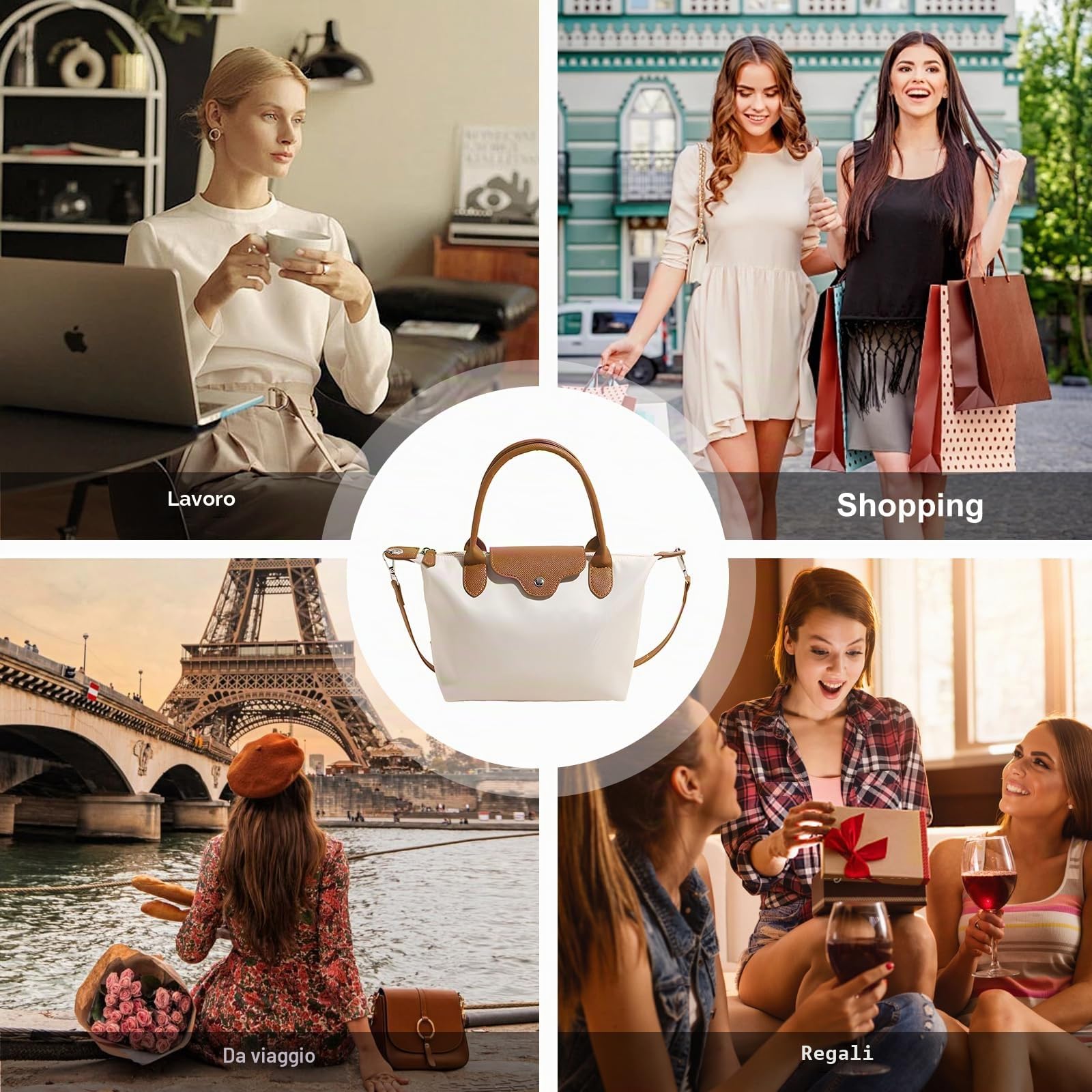 Long Keeper Borsa a Spalla Donna Tote Bag Piccola Nylon Borsa a Mano Tracolla Viaggio Moda Borsetta Morbida Tracolla Porta Cellulare per Donna Adolescente