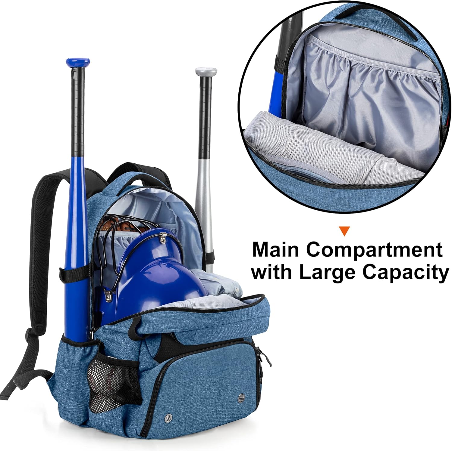 DSLEAF Baseball Backpack with Separate Shoe Space, Softball Bat Bag Holds Up to 4 Bats, Hence Hook and Multi Pockets for Essentials - Image 2