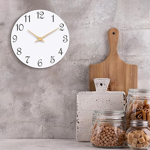Miniatura 7 de Reloj de pared, reloj de pared moderno de 8 pulgadas, funciona con pilas, pequeño reloj silencioso que no hace tictac decorativo para cocina, baño,