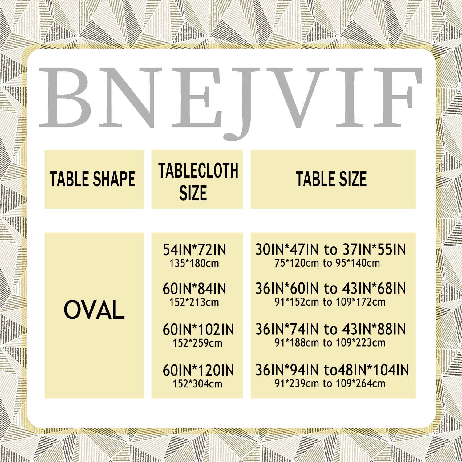 Bnejvif Mantel ovalado, moderno mantel geométrico para interiores y exteriores, impermeable, sin arrugas, duradero, para mesas de 152 x 259 cm