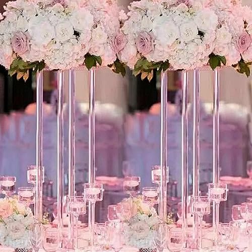 Miniatura 4 de kunghei 2 piezas de 15.74 pulgadas de alto, jarrón transparente acrílico para centro de mesa de fiesta Weddind, soporte de exhibición de flores de