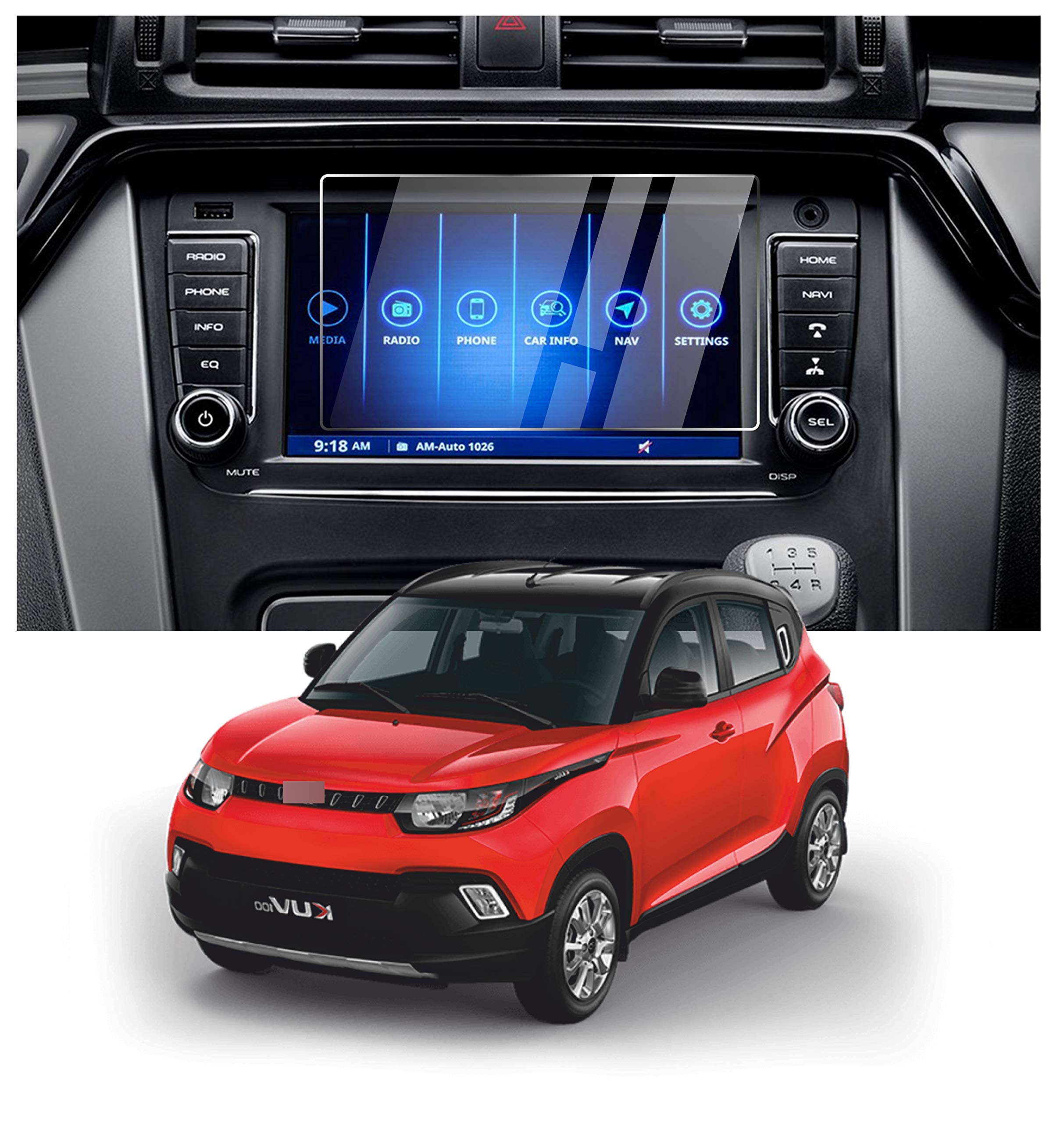 Tempered Glass Mahindra Kuv 100 Car Accessories Navigation Or Music System (Stereo) Touch Screen Guard 6Inch (Company Fitted) - Clear-image-34