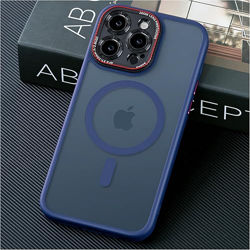 JUESHITUO Funda para iPhone 15 Pro Max con protección integrada de lente de cámara, a medida para MagSafe Defensa a prueba de golpes de grado Mil