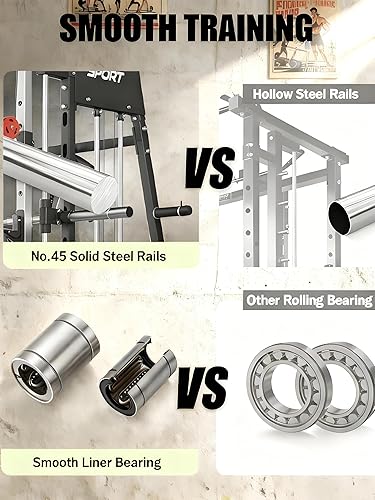 Miniatura 5 de Smith Machine - Gimnasio en casa, jaula de potencia todo en uno, equipo de entrenamiento de 2200 libras, gimnasio multifuncional con estante para