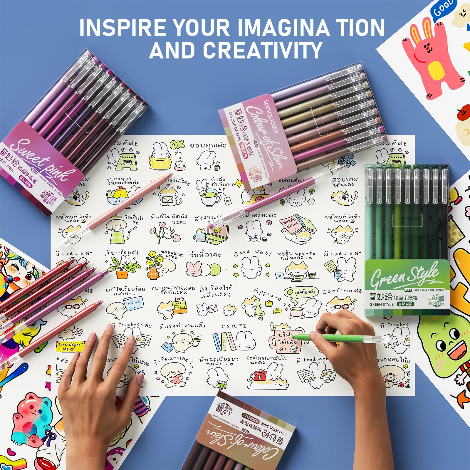 TrendGate Set di 213 penne gel, punta fine da 0,6 mm, 207 colori (204 colori + 3 bianco/3 argento/3 oro), set di penne gel per pittura, scrittura e diario per adulti