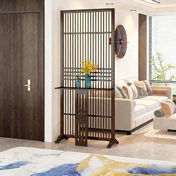Modern Wood Partition Screen Freestanding Room Divider With Shelves With Offering Table Restaurant Office Home RoomStyle A,72 * 33 * 183cm/28 * 12 * 72in