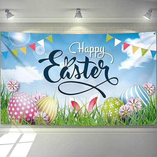 KatchOn, Decoraciones de pancarta de feliz Pascua, grande, 72 x 44 pulgadas, fondos de feliz Pascua para fotografía, decoraciones de Pascua,