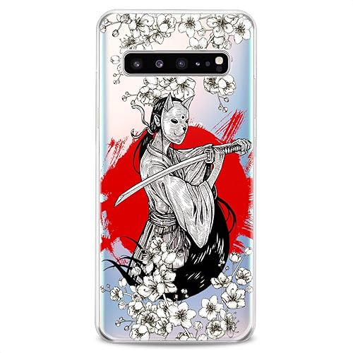 Miniatura 4 de Funda compatible con Samsung S25 S24 S23 FE S22 Plus S21 Ultra S20+ S10e Note 20 S9 Japón Cat Samurai Flexible Silicona Linda Sakura Print Slim Fit