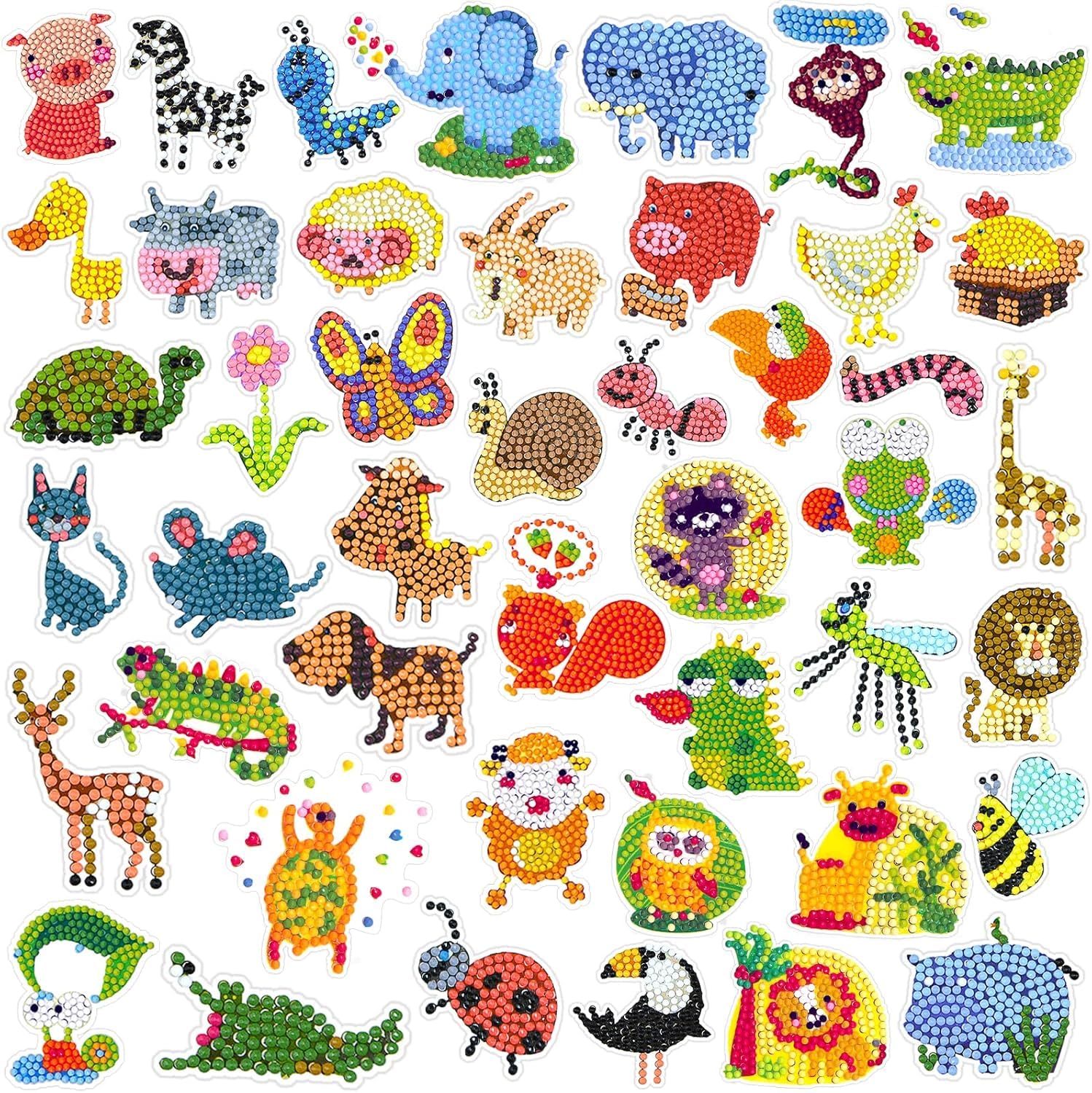 Labeol Diamond Art Kits for Kids Boys and Girls Ages 6-8-10-12 Easy to DIY Creative Diamond Art Sticker Craft by Numbers Kits for Kids and Adult Beginners (Various Animals)