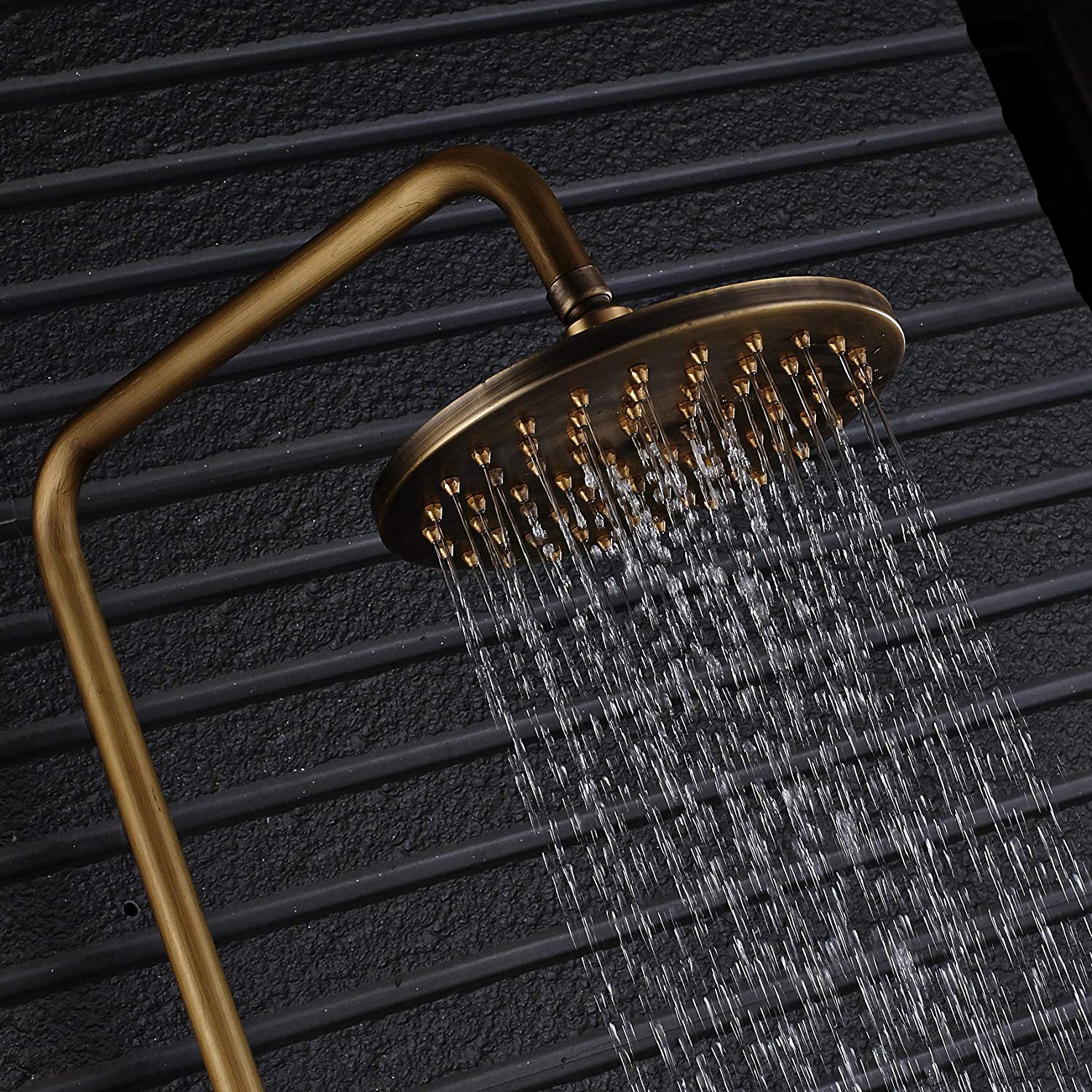 Sistema Doccia, Rubinetto per Vasca per Doccia a Pioggia da Bagno in Ottone Antico Montato a Parete Soffione Doccia Superiore da 8 Pollici + Spray Portatile, Set Doccia di Lusso
