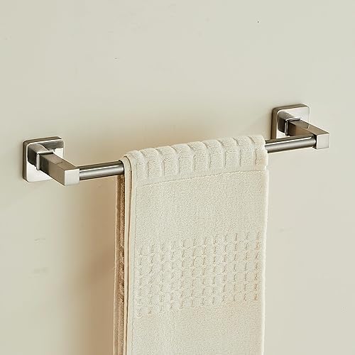 Vista 23 de Toallero montado en la pared del baño, toallero de níquel cepillado de 18 pulgadas con estante inoxidable y soporte para toallas de mano, toalleros