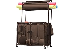 Essentially Yours Rolling Double Decker Bin for Pool Noodles, Toys & Floats