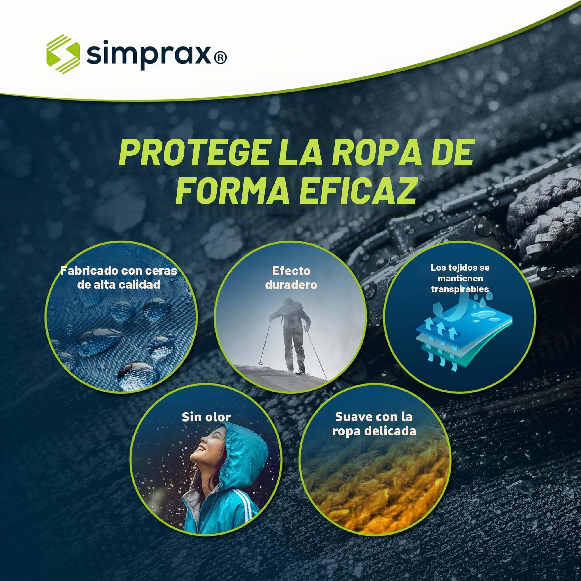 Wash-in Impermeabilizante para Ropa y Tejidos - Impermeabilizante ecológico con aclarado para Gore-Tex Sympatex