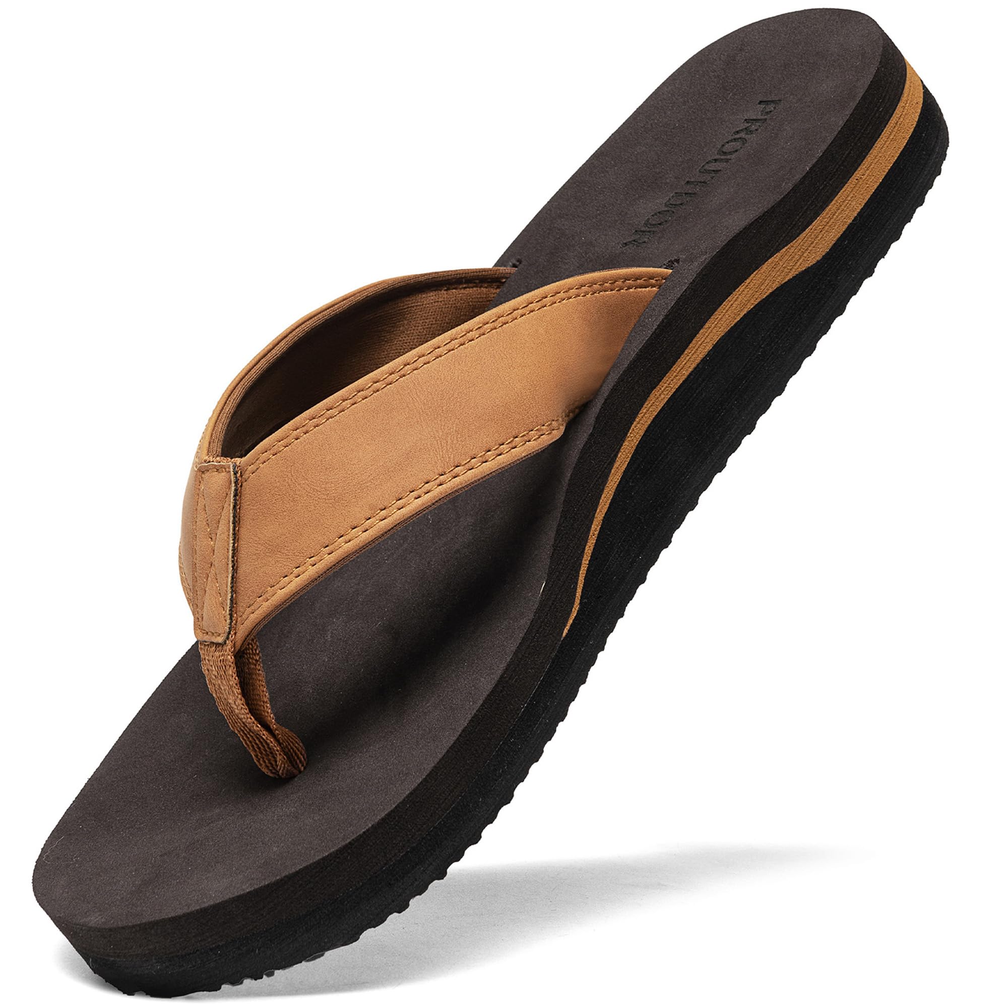 proutdor Men's Wide Flip Flop with Orthotic Arch Support Athletic Slide Thong Sandals for Men Soft Cushion Footbed